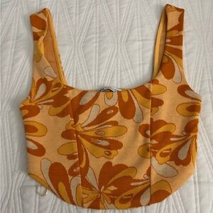 Floral Orange Crop Top